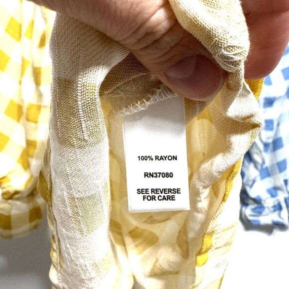NWT Cato Blouse Balloon Sleeves Yellow & Blue Check Shirt Top Womens Size Large - Picture 6 of 10